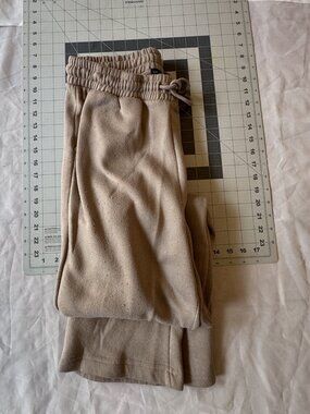 Love Mood Tan Fleece Wide Leg Sweatpants Size L